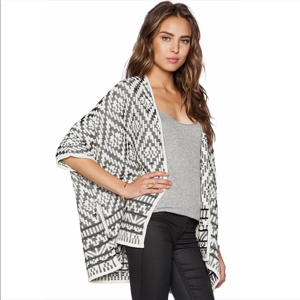 Joie Tosca Tile Open Cardigan Woven Sweater XS S.